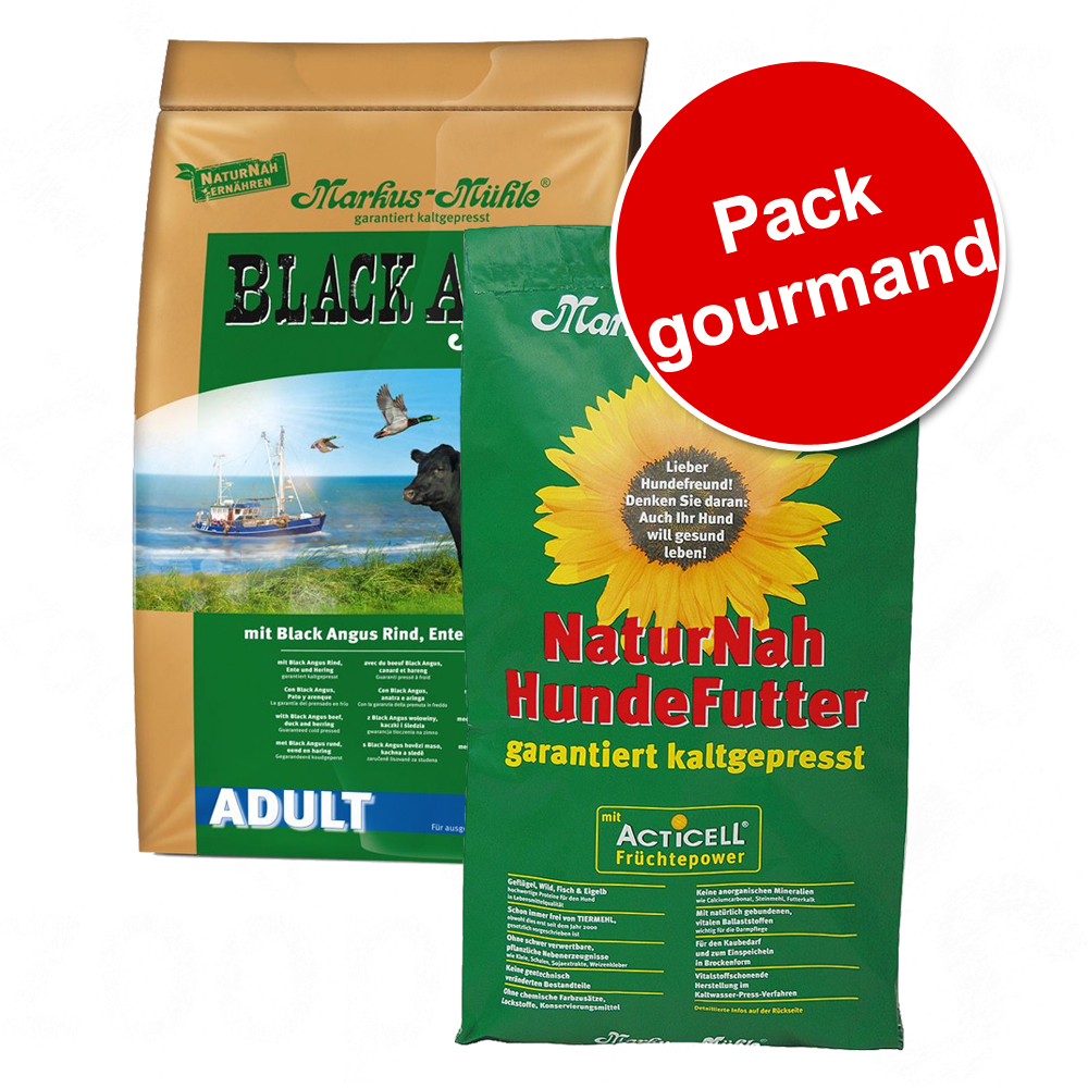 Pack gourmand Markus-Mühle 2 saveurs NaturNah & Rotwild cerf - Croquettes pour chien