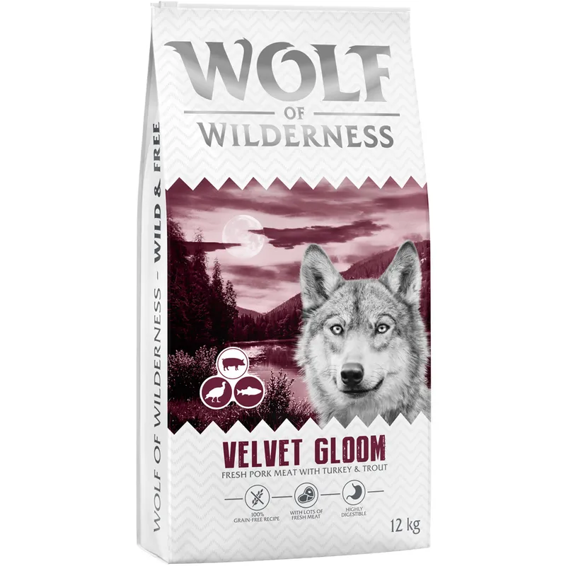 Wolf of Wilderness 2 x 12 kg - Pack Ahorro - Velvet Gloom, con pavo y trucha - Receta nueva (2 x 12 kg)