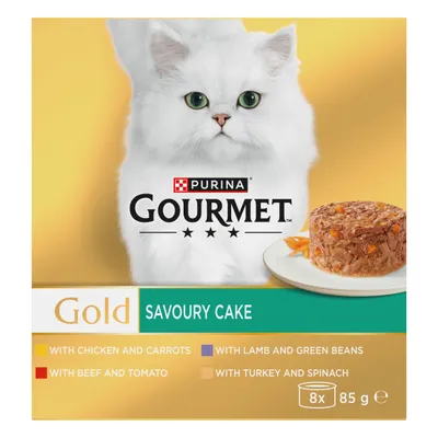 Gourmet Gold Savoury Cake 8 x 85g - Mixed Pack II (Chicken, Lamb, Beef & Turkey) Gourmet Gold Savoury Cake 8 x 85g - Mixed Pack II (Chicken, Lamb, Beef & Turkey)