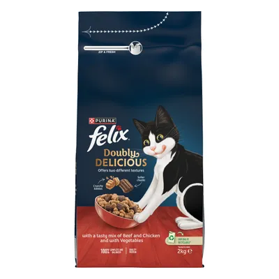 Felix Doubly Delicious Adult Tasty Beef & Chicken with Vegetables - 2kg Felix Doubly Delicious Adult Tasty Beef & Chicken with Vegetables - 2kg