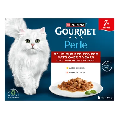 Gourmet Perle Senior 7+ Juicy Mini Fillets in Gravy 12 x 85g - Mixed Pack