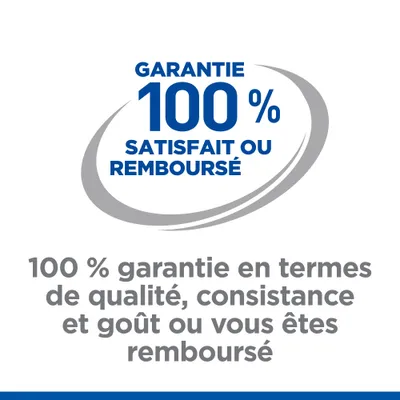 GARANTIE 100 % SATISFAIT OU REMBOURSÉ. 100 % garantie en termes de qualité, consistance et goût ou vous êtes remboursé.