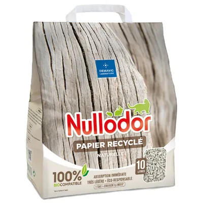 Nullodor Papier Recyclé Άμμος για Γάτες