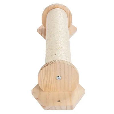 Rollo de repuesto de madera con cuerda de sisal, forma cilíndrica, apto para montaje en árboles rascadores.