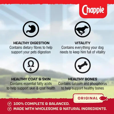 Product benefits: supports healthy digestion, vitality, coat and skin, and bones. Contains dietary fibres, essential fatty acids, calcium, phosphorus. Complete, balanced, natural ingredients.