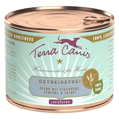 Terra Canis Hausmannskost per cani, senza cereali, cavallo con rapa svedese, finocchio e salvia, senza lattosio, 100% naturale, ingredienti idonei al consumo umano.