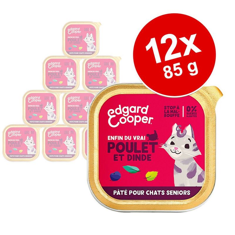 Lot Edgard & Cooper Senior Pâté sans céréales 12 x 85 g pour chat