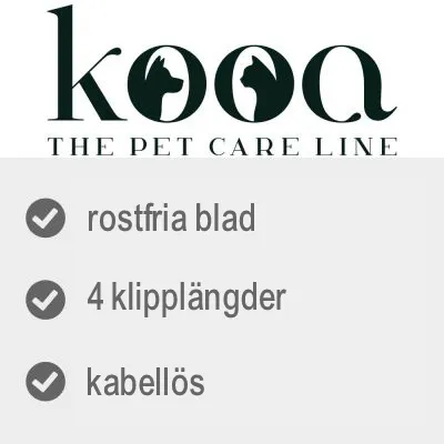 kooa THE PET CARE LINE, rostfria blad, 4 klipplängder, kabellös