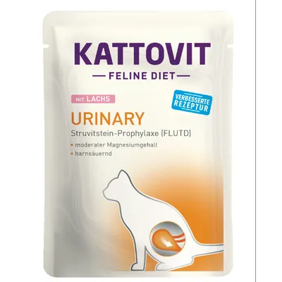 Kattovit Feline Diet Urinary with salmon, improved recipe, struvite stone prophylaxis (FLUTD), moderate magnesium content, urine-acidifying.