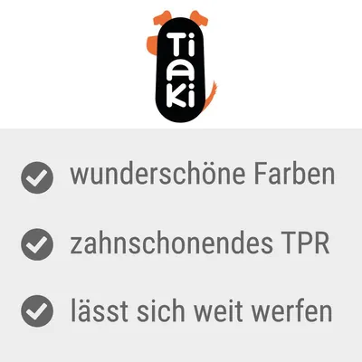 Tiaki. Smukke farver, tandvenligt TPR, kan kastes langt.