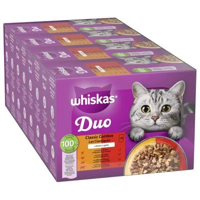 Gemengd Pakket Whiskas Duo Portiezakjes 48 x 85 g Kattenvoer