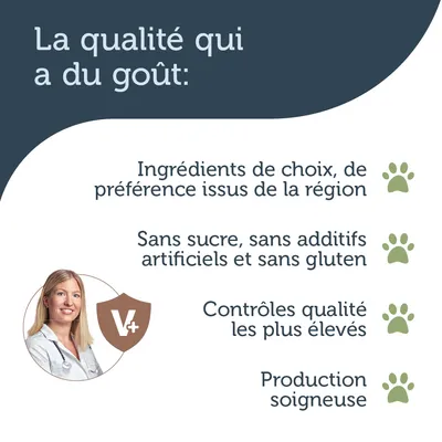 La qualité qui a du goût : ingrédients de choix, de préférence issus de la région ; sans sucre, sans additifs artificiels et sans gluten ; contrôles qualité les plus élevés ; production soignée.