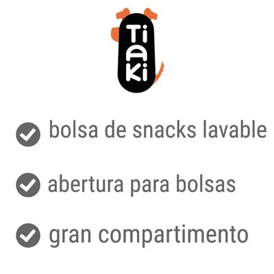 Tiaki. Bolsa de snacks lavable, abertura para bolsas, gran compartimento.