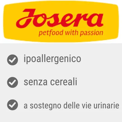 Josera petfood with passion. Ipoallergenico, senza cereali, a sostegno delle vie urinarie.