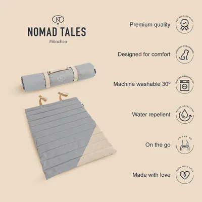 Nomad Tales München. Premium Qualität, komfortables Design, maschinenwaschbar bei 30°, wasserabweisend, ideal für unterwegs, hergestellt mit Liebe.