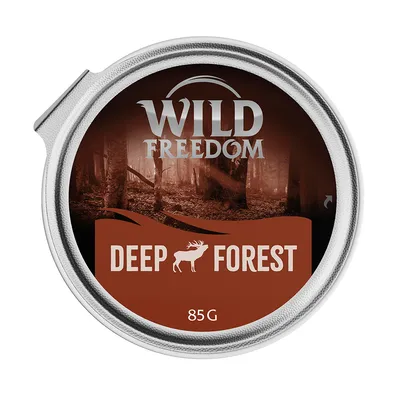 Wild Freedom Deep Forest, 85g. Product label shows forest background and silhouette of a deer.