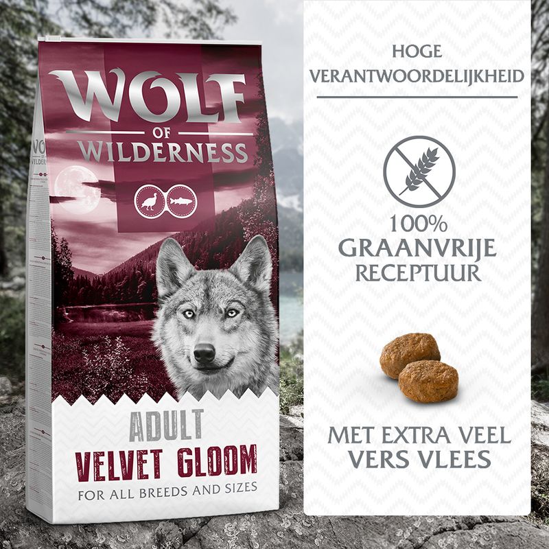 Wolf of Wilderness Adult "Velvet Gloom" Hondenvoer met Kalkoen & Forel - Graanvrij