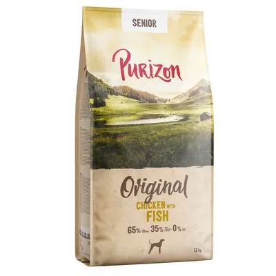 Purizon Senior Original Chicken met Vis, 65% vlees, 35% fruit en groenten, 0% granen, 12 kg zak Purizon Senior Original Chicken met Vis, 65% vlees, 35% fruit en groenten, 0% granen, 12 kg zak