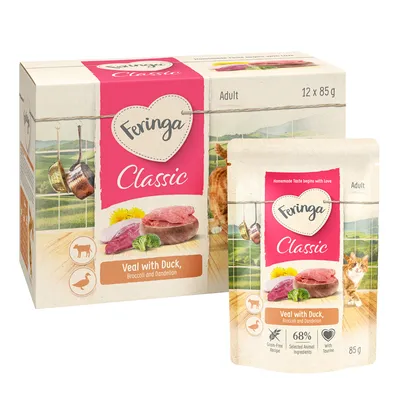 Feringa Classic Meat Menu 12 x 85 g en bolsitas - Pato y ternera con brócoli Feringa Classic Meat Menu 12 x 85 g en bolsitas - Pato y ternera con brócoli