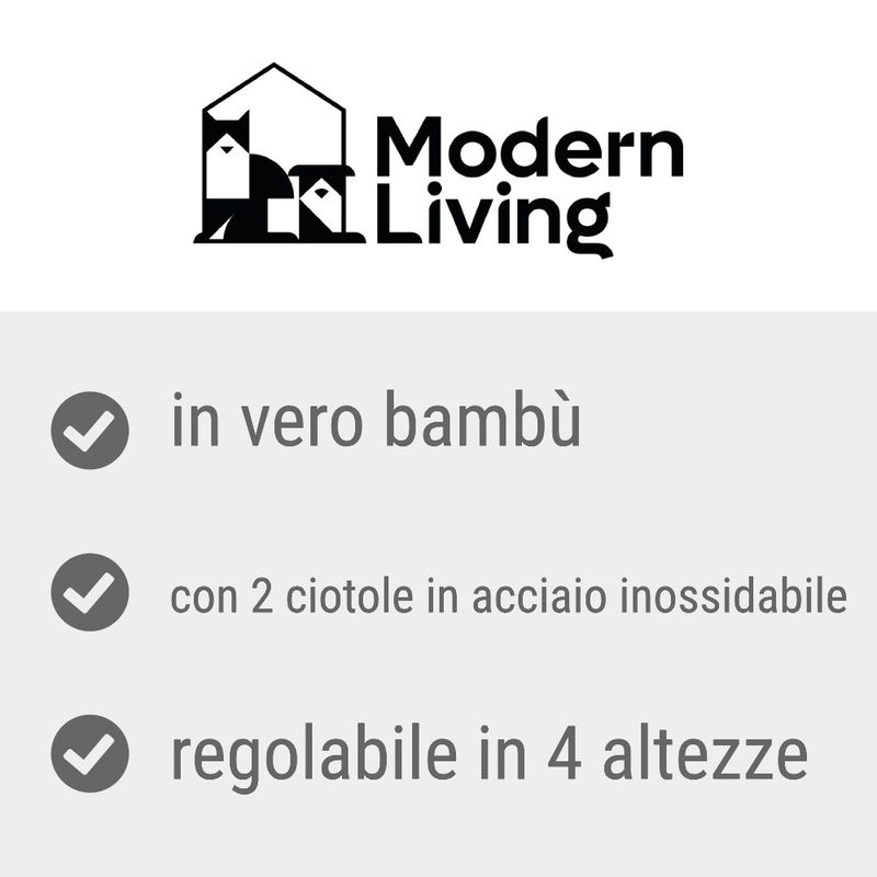 Doppia ciotola Modern Living Ubud con supporto in bambù