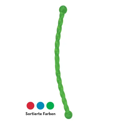 Green twisted toy, available in assorted colours: red, blue, green.