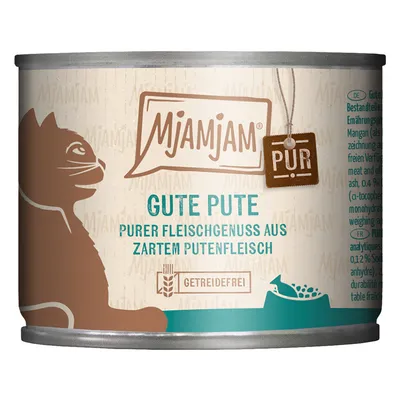 MjAMjAM Good Turkey, pure meat enjoyment from tender turkey meat, grain-free. Canned cat food.