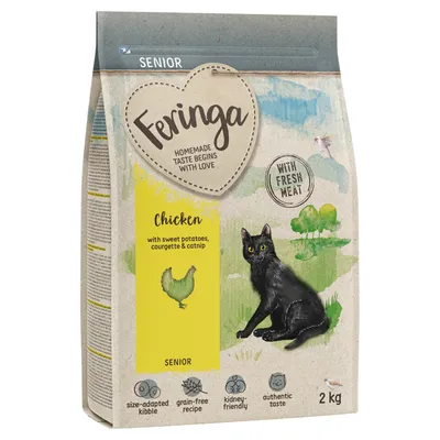 Feringa Senior cat food, chicken with sweet potatoes, zucchini & catnip, grain-free, with fresh meat, 2 kg pack.