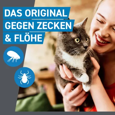 Das Original gegen Zecken & Flöhe. Abbildungen von Floh und Zecke.
