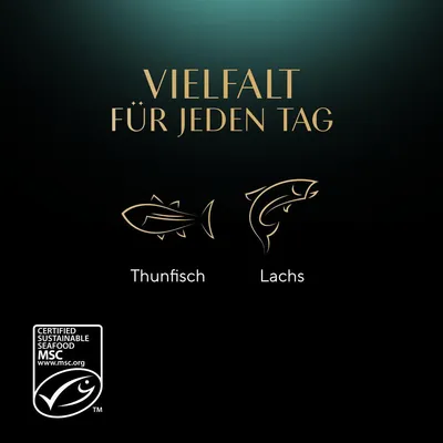 Vielfalt für jeden Tag: Thunfisch und Lachs. Zertifiziert nachhaltige Meeresfrüchte MSC, www.msc.org.