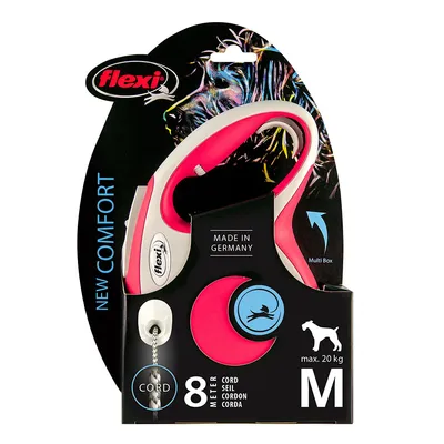 Flexi New Comfort hundkoppel, 8 meter rep, storlek M, max 20 kg, Made in Germany.