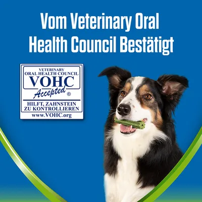 Vom Veterinary Oral Health Council bestätigt. Hilft, Zahnstein zu kontrollieren. www.VOHC.org.