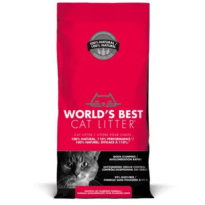 World's Best Cat Litter, 100% natürlich, 110% Leistung, schnelle Klumpenbildung, aussergewöhnliche Geruchskontrolle, 99% staubfrei. Mehrkatzen-Formel für mehrere Katzen.
