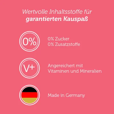Wertvolle Inhaltsstoffe: 0% Zucker, 0% Zusatzstoffe, angereichert mit Vitaminen und Mineralien, Made in Germany.