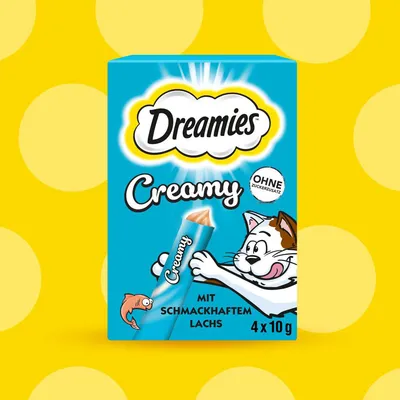 Dreamies Creamy Snacks - Saver Pack: Salmon (44 x 10g) Dreamies Creamy Snacks - Saver Pack: Salmon (44 x 10g)