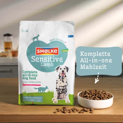 SMØLKE Sensitive Lamb, komplette All-in-one Mahlzeit. Complete all-in-one dog food, unique protein profile, healthy skin and digestion. SMØLKE Sensitive Lamb, komplette All-in-one Mahlzeit. Complete all-in-one dog food, unique protein profile, healthy skin and digestion.