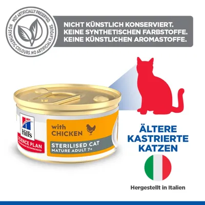 Hill's Science Plan Sterilised Cat Mature Adult 7+ Mousse mit Huhn - 12 x 85 g Hill's Science Plan Sterilised Cat Mature Adult 7+ Mousse mit Huhn - 12 x 85 g