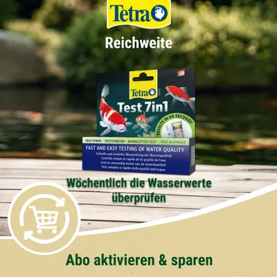 Tetra Test 7v1 testovací proužky pro rychlou kontrolu kvality vody. Kontrolujte hodnoty vody každý týden. Aktivujte si předplatné a ušetřete.