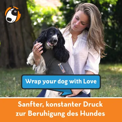 Sanfter, konstanter Druck zur Beruhigung des Hundes. Wrap your dog with love.