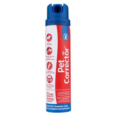 Pet Corrector Spray do przerywania niepożądanych zachowań u zwierząt domowych. Funkcje: szczekanie, walka, skakanie, zachowanie w domu. Bezpieczny syczący dźwięk. Skuteczne narzędzie treningowe.