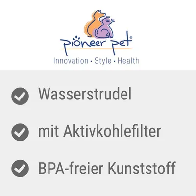 Pioneer Pet. Innovation, Style, Health. Water whirlpool, with activated carbon filter, BPA-free plastic.