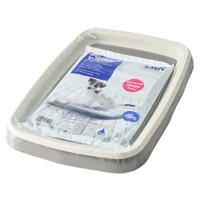 Savic Puppy Trainer Starter Kit Medium, 7 pezzi, con tappetini assorbenti per l’addestramento e attrattivo. Dimensioni: 46x35,5x4 cm (esterno), 44x30 cm (interno).