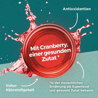 Mit Cranberry, einer gesunden Zutat. Hoher Nährstoffgehalt und Antioxidantien. Hinweis: In der menschlichen Ernährung als Superfood und gesunde Zutat bekannt.