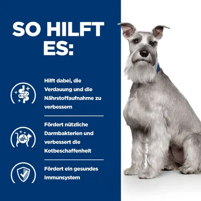 So hilft es: Verbesserung der Verdauung und Nährstoffaufnahme, Förderung nützlicher Darmbakterien und Kotbeschaffenheit, Unterstützung eines gesunden Immunsystems.