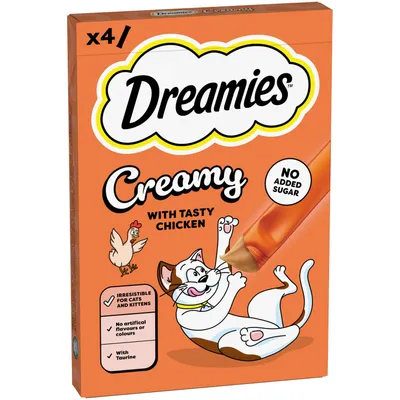 Dreamies Kitten & Adult Cat Creamy Snacks with Tasty Chicken