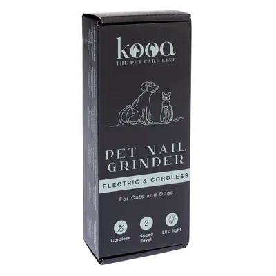 kooa Pet Nail Grinder, elektrisch und kabellos, für Katzen und Hunde. Zwei Geschwindigkeitsstufen, LED-Licht.