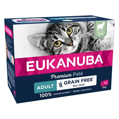 Eukanuba Premium Paté Adult, bez obilovin, bohaté na jehněčí, 100% živočišné bílkoviny, 12x85g.