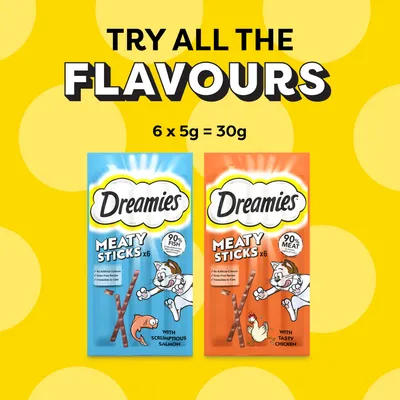 Dreamies Adult Cat Meaty Sticks with Scrumptious Salmon