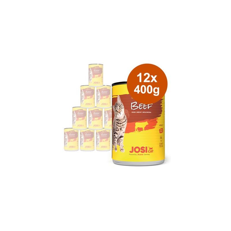 JosiCat Beef in Sauce (12 x 415 g) | Fine Cat Food with Beef in Sauce and Vitamin D3 & E | Premium Wet Food for Adult Cats | Complete Food | Powered JosiCat Beef in Sauce (12 x 415 g) | Fine Cat Food with Beef in Sauce and Vitamin D3 & E | Premium Wet Food for Adult Cats | Complete Food | Powered