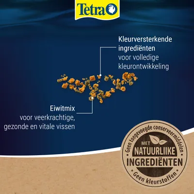 Tetra. Eiwitmix voor gezonde, vitale vissen. Kleurversterkende ingrediënten voor een volledige kleurontwikkeling. Met natuurlijke ingrediënten, zonder toegevoegde conserveermiddelen en kleurstoffen. Tetra. Eiwitmix voor gezonde, vitale vissen. Kleurversterkende ingrediënten voor een volledige kleurontwikkeling. Met natuurlijke ingrediënten, zonder toegevoegde conserveermiddelen en kleurstoffen.
