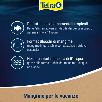 Tetra. Alimento per tutti i pesci ornamentali tropicali, fornitura affidabile fino a 14 giorni, blocchi di gel-alimento con sostanze nutritive, nessuna torbidità dell'acqua grazie alla forma stabile. Tetra. Alimento per tutti i pesci ornamentali tropicali, fornitura affidabile fino a 14 giorni, blocchi di gel-alimento con sostanze nutritive, nessuna torbidità dell'acqua grazie alla forma stabile.